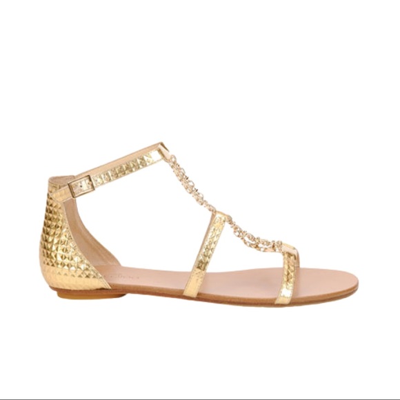 🎉HP🎉⚡️FLASH SALE⚡️ Sold Out Jimmy Choo Gold Metallic Wyatt Sandal - Picture 4 of 10